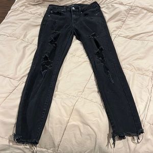 Aero, high-rise, distressed, black jeans, size 6